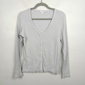 Standard James Perse Top Womens Large 3 Ribbed Button Front Minimalist‎ Preppy